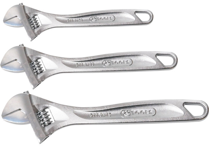 KS Tools - Jeu de 3 clés à molette, 10'' - 12'' - 15'