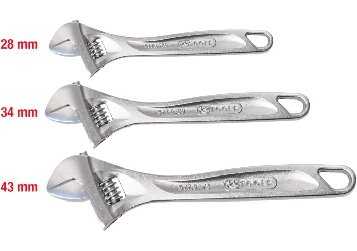 KS Tools - Jeu de 3 clés à molette, 10'' - 12'' - 15' 2