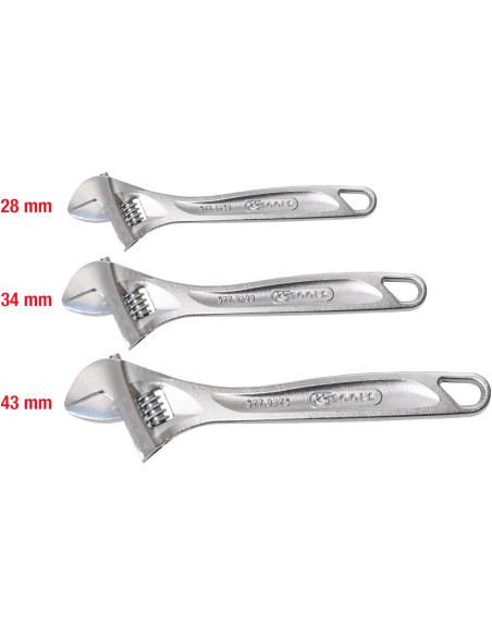 KS Tools - Jeu de 3 clés à molette, 10'' - 12'' - 15'